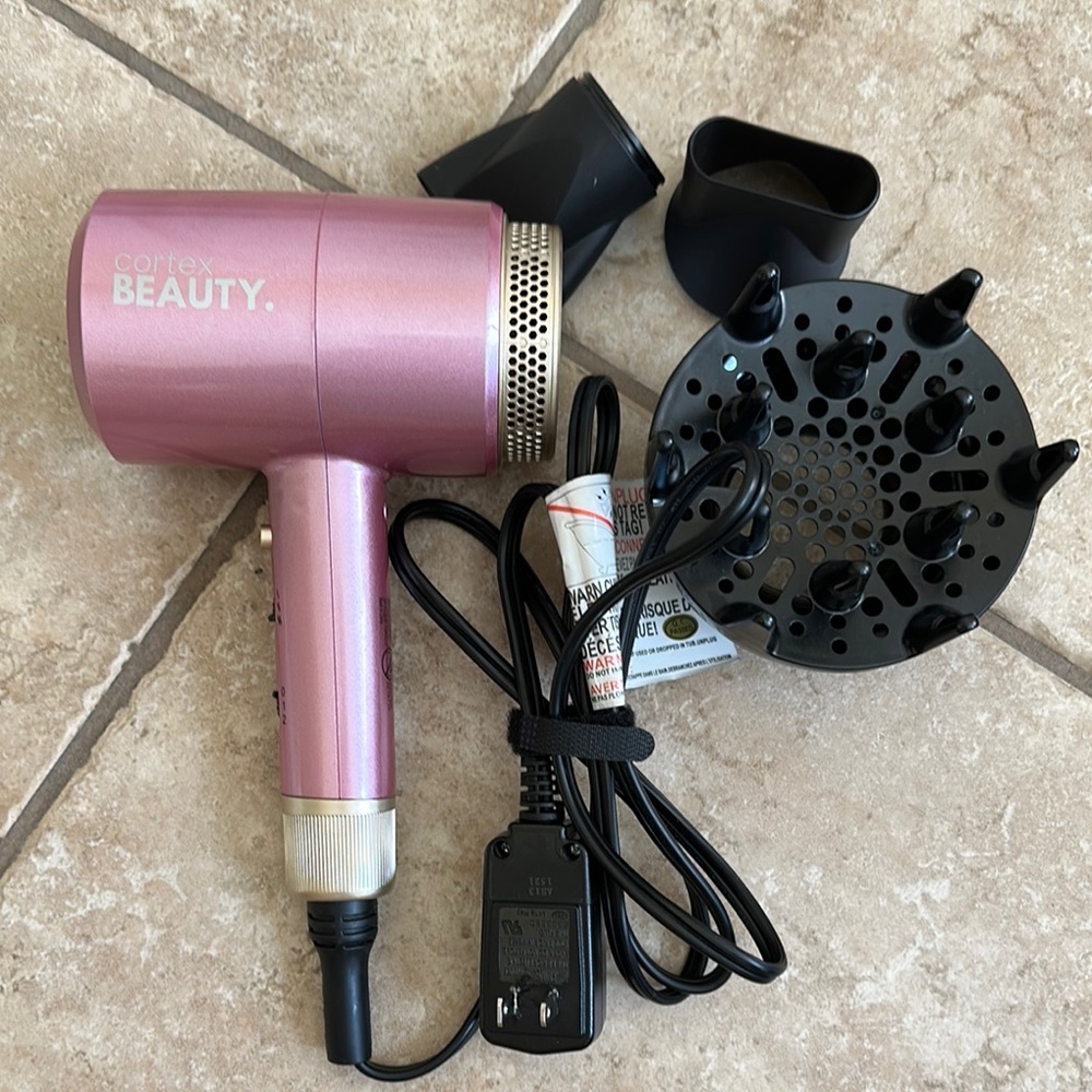 New Cortex Beauty Pink Hair Dryer with Attachments. Without box.